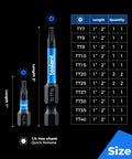Front view: Toolant 27-piece Torx bit set, S2 steel, tamper-proof star bits, 1in/2in lengths with magnetic holder