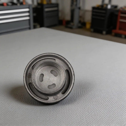 Top Shelf Npt Breather Cap Vent Filter For Hydraulic Gear Oil Tanks Two Pack showing top view of carbon steel cap with mesh.