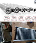 Set Of 10 Heavy Duty Conveyor Belt Rollers For Industrial Replacement, fits Unistrut systems, shown in different diameters.