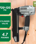 Wide Crown Pneumatic Stapler For Sheathing And Insulation, 16 Gauge Nailer With 1 In To 2 In Staples, Lightweight 4.7 Lbs