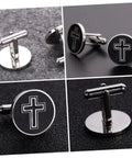 Cross Cufflinks For Men Black Titanium Steel Shirt Fasteners 1 Pair For Business And Formal Shirts With Durable Finish Dope Eye Catching Cross Design That Elevates Your Dress Attire Great Gift For Him