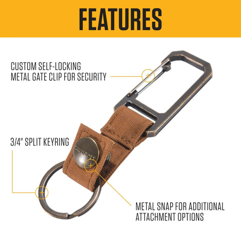 Durable Metal Key Keeper With Belt Loop Keyring Clip For Car And Home Keys Self Locking Gate Rugged Nylon Duck Material