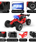 Image showing Ultra Fast 2.4GHz Remote Control Monster Truck For Kids 3 4 5 6 7 Plus with LED headlights and alloy chassis details