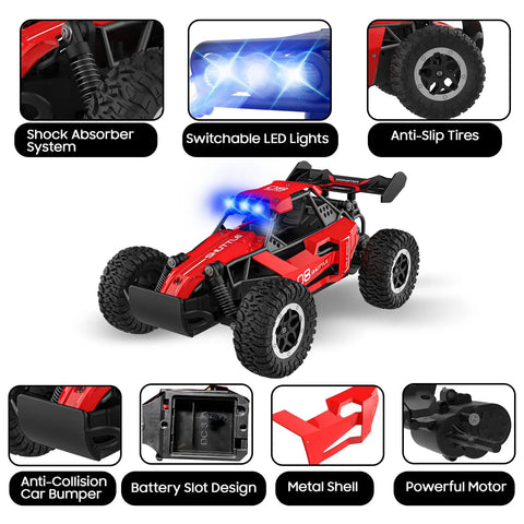 Image showing Ultra Fast 2.4GHz Remote Control Monster Truck For Kids 3 4 5 6 7 Plus with LED headlights and alloy chassis details