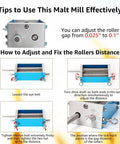 Steps to adjust roller gap for Homebrew Malt Mill Grain Crusher With Adjustable Roller Gap Manual Metal Grinder Stainless Steel