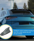 Rear view of SUV with Dope Carbon Fiber Shark Fin Antenna Cover For Cars, SUVs, Trucks And RVs, Gray Roof Antenna Cap in focus