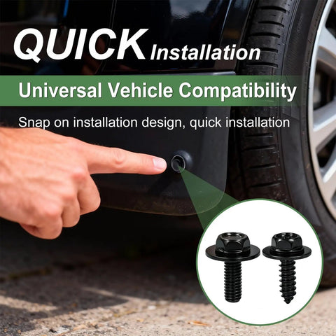 60 Piece Universal Heavy Duty U Nut Clips And Body Bolt Screw Fastener Assortment Kit in use installing body bolt on car.