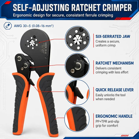 All In One Ferrule Crimping Kit With Self Adjusting Ratchet Crimper Includes 1300 Ferrules 950 Single 350 Twin For Automotive