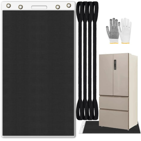 Industrial Strength Appliance Sliders With Pull Straps 49 X 30 Inch Furniture Glide Mat alongside moving straps and gloves.