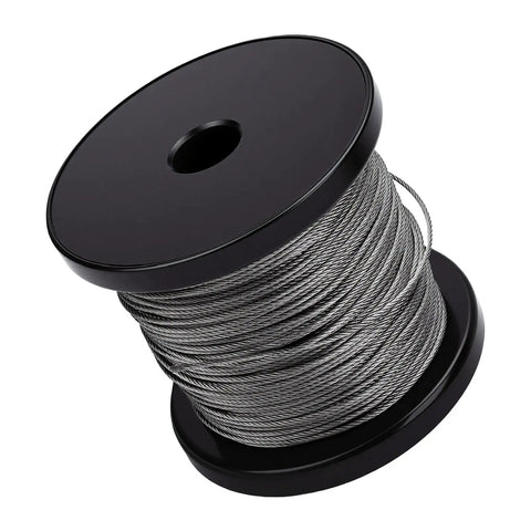 Spool of 1.5mm 304 Stainless Wire Rope 100m Kit With 100 Aluminum Crimping Sleeves For Outdoor Hanging And Garage Setup Rustproof Aircraft Cable System Great For DIY Projects And Weatherproof Outdoor Installations Pro Grade Easy Install