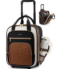 Underseat Carry On Luggage With Wheels Lightweight Soft Sided Personal Item Bag For Travel Airline Approved Size That Fits Under Seat And In Cabin Easy Glide Wheels Durable Compact Travel Case For Everyday Trips, featuring multiple compartments and side pocket for bottle.