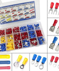300 Piece Insulated Wire Terminal Kit With Butt Ring Spade And Quick Disconnect Crimp Connectors, Color Coded Red Blue Yellow
