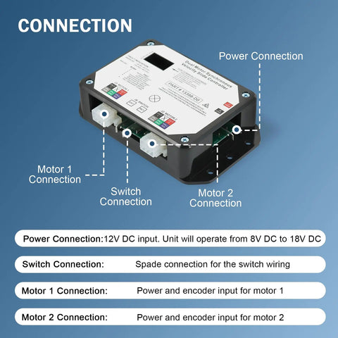 Dual Motor Synchronous Velocity RV Slide Controller Replacement Part 13398 D0 V Sync II connection diagram