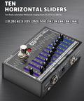 10 Band EQ Pedal for Electric Guitar and Bass With 31.25 Hz to 16 KHz Range, Each Band Delivers Up to 12 dB Gain or Cut
