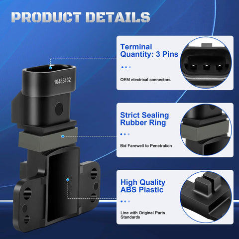 Drop In Camshaft Position Sensor For 1999 To 2007 Chevy Silverado 1500 Tahoe Blazer C1500 C2500 C3500 K1500 K2500 K3500 P30 Express GMC Sierra 1500 Yukon Jimmy Safari Savana 10490645 10485432 Plug And Play, 3-pin ABS plastic
