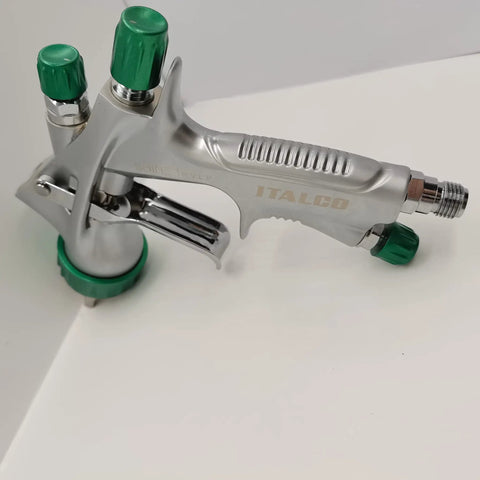 Italian Designed HVLP Spray Gun With 1.3mm Tip And 600ml Cup Ergonomic Palm Fit Handle Embedded Trigger Through Body Pro Grade