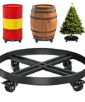 LLNYFL heavy-duty 55-gallon drum dolly, black steel with cross-brace frame and 4 swivel casters