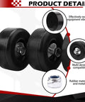 Beefy Heavy Duty Rubber Anti Vibration Feet 1 Inch High By 2.5 Inch Diameter 4 Pack Black showing various angles and metal components