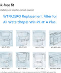 Replacement Filter For Waterdrop WD PF 01A Plus compatible pitchers and dispensers display.