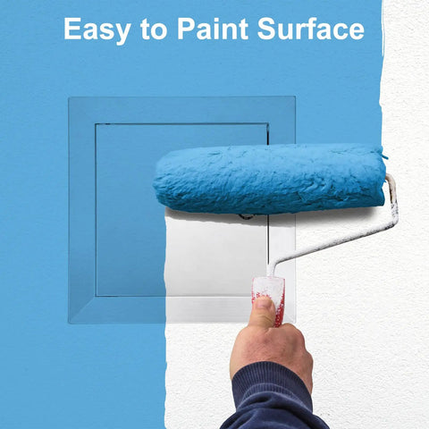 Built Like A Tank 12 By 12 Inch 304 Stainless Steel Access Panel With Secure Lock And Keys For Drywall Plumbing Electrical And Hvac Projects No Sweat Setup Guaranteed Smooth Finish being painted.