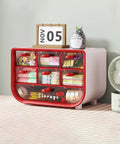 Red Transparent Jewelry And Cosmetic Desk Organizer With Huge Capacity Multifunctional Storage Box For Makeup Tools And Stationery Clear Red Finish Case