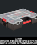 14 Compartment Storage Organizer With Removable Dividers For Customizable Small Parts And Tools Stackable With Side Latches