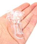 Hand holding a transparent clip from 24 Pack Plastic Locking Shelf Pegs For 19mm Thick Panels Self Locking Cabinet Clips