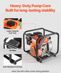 Heavy Duty Gas Powered Water Pump 2 Inch 142 GPM 7HP Portable Semi Trash Pump features a large-capacity fuel tank and air filter.