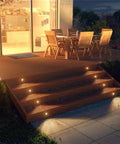 Awesome Recessed LED Deck Light Kit With Remote Control Ten Pack Dimmable Outdoor Stair Lights illuminating patio steps