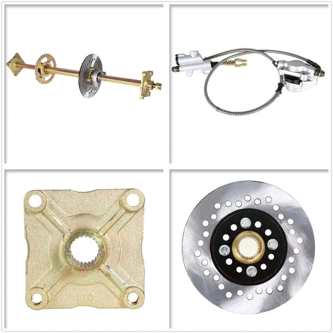 32 Inch Go Kart ATV Rear Axle Assembly Kit With Shaft Hub Chain And Brake Master Cylinder Replacement For 6 To 10 Wheels