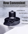 Matte Black Glass Rinser For Kitchen Sink With Automatic Cup Washer And Brush, Stainless Steel Faucet Rinsing Device.
