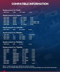 List of vehicle compatibility for front wheel bearing models, including Ford, Lexus, Mazda, Pontiac, Toyota.