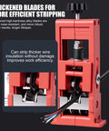 Close-up of Hand Crank Wire Stripper Machine For Copper Recovery Bulk Processing Double Drive Design, highlighting thickened blades.