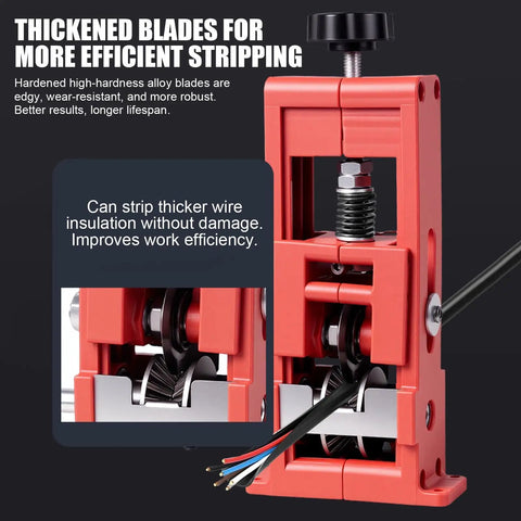 Close-up of Hand Crank Wire Stripper Machine For Copper Recovery Bulk Processing Double Drive Design, highlighting thickened blades.