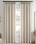 Pinch Pleated 78 Inch Curtains Two Panels For Living Room With Cozy Light Brown Linen Look Drapes For Track System Light Filtering Semi Sheer