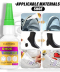 Fast Drying Shoe Glue For Quick Sole Repair And Waterproof Bond Anti Clog Cap visible with application on various footwear.