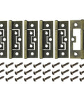 Six Piece Surface Mount Butterfly Hinges Hella Sturdy Solid Iron Build Killer Bronze Vibe Easy Install For Cabinet Doors And Diy Projects with screws