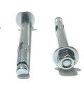 Front view of 4 Concrete Sleeve Anchors With Nuts And Washers, Zinc Plated Steel Hex Head, 5/16 Inch By 2.5 Inch