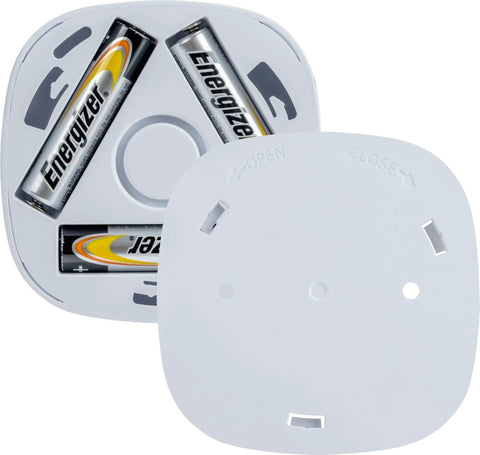 Battery compartment of Tap On Off LED Light Stick-On Battery Powered Wireless Portable Light for cabinets and closets.