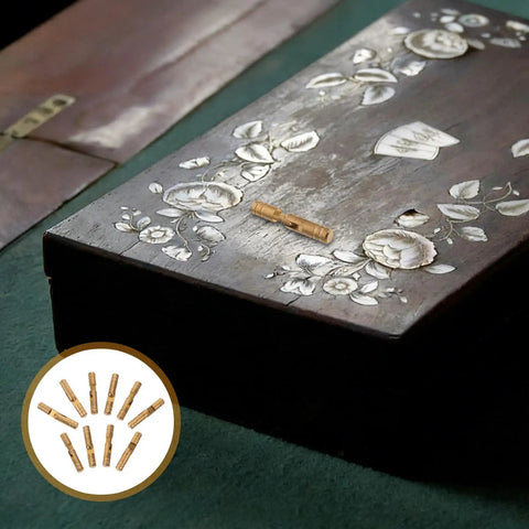 Decorative jewelry box with Beefy Heavy Duty Brass Cylinder Invisible Hinges Set 10 Pieces, 5mm Thick Fixed Concealed Barrel Hinges.