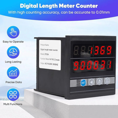 Digital length meter counter with precision display and functions, high accuracy up to 0.01mm, featuring Badass Digital Measuring Wheel With Length Counter And Preset Control For Cable Wire Fishing Line, Solid Build Yardstick Meter With Power Off Memory, Feet Inches Meters Yards Switch, Pro Gear.