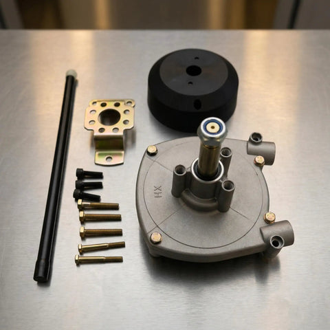 Beefed Up Marine External Rotary Steering Kit with Planetary Three Gear Drive 16 Feet Cable components on a table