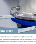 Two Piece 5 Inch Set Up Wedge For Planers Shapers Milling Machines And Other Similar Applications Used To Position Or Add Space Between Parts And Materials In Setup For Precise Alignment Support And Easy Machine Setup, shown installed in a pipeline setup.