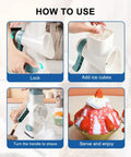 Manual Ice Shaver With 16 Stainless Steel Blades, Fast Shaving Rotary Snow Cone Machine steps with snow cone result