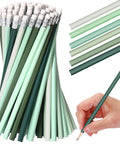 60 Pcs HB Pencils No 2 Unsharpened Wood Cased Pencils With Erasers Hexagonal Green Barrel Red Erasers Perfect For School Office Sketching And Learning Ideal For Students Teachers Artists And Everyday Use in various shades of green with erasers.
