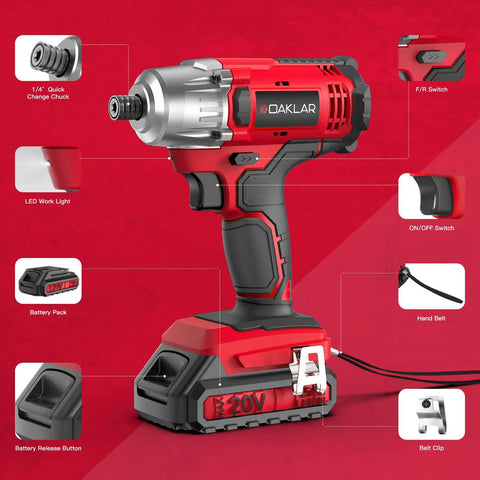20V Cordless Drill And Impact Driver Combo Kit With Half Inch Hammer Drill And Quarter Inch Impact Driver Dual Batteries Charger