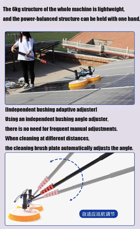 Get Your Solar Panels Sparkling Clean With This Long Reach Telescopic Brush Featuring Soft Bristles That Safely Shine Up To 7.5 Meters And Perfectly Handle Roofs Or Windows Without Scraping The Glass, 6kg pole, angle-adjustable