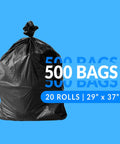 Heavy Duty Black Trash Bags 500 Count 16 To 25 Gallon Garbage Sacks Home Kitchen Bulk Deal displayed in black with size details.