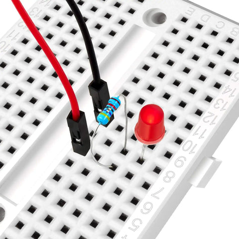 Close-up of Six Pack Mini Breadboards With 170 Tie Points Solderless Prototype Kit For Arduino Raspberry Pi Projects with LED and wires