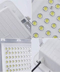 Heavy Duty Double Head Solar Flood Lighting With Remote And IP67 Waterproof Shield close-up view of LED bulbs and construction details.